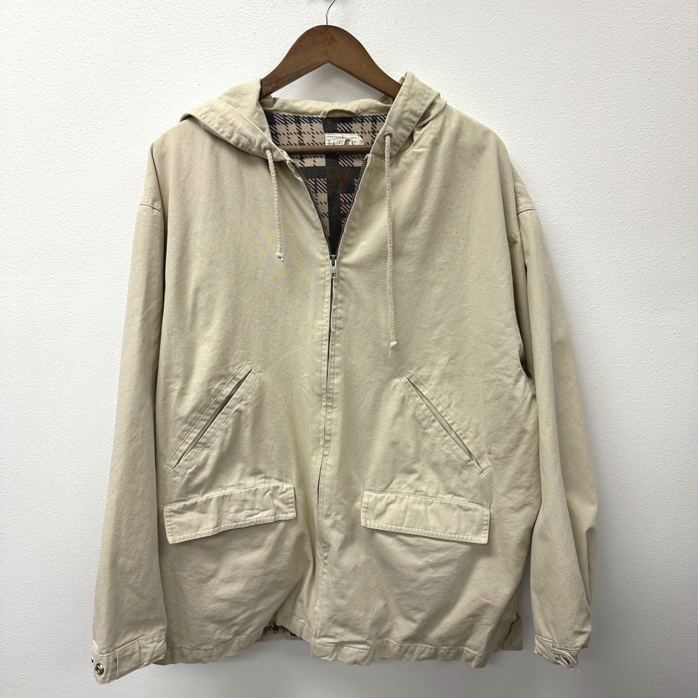 J. Crew Oarsman Hooded Khaki Full Zip Chore Coat Size L